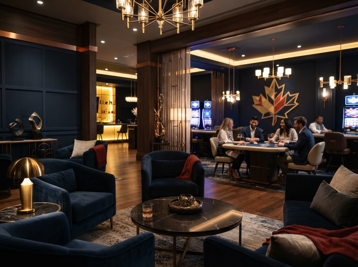 Comfortable lounge area inside a modern gaming venue