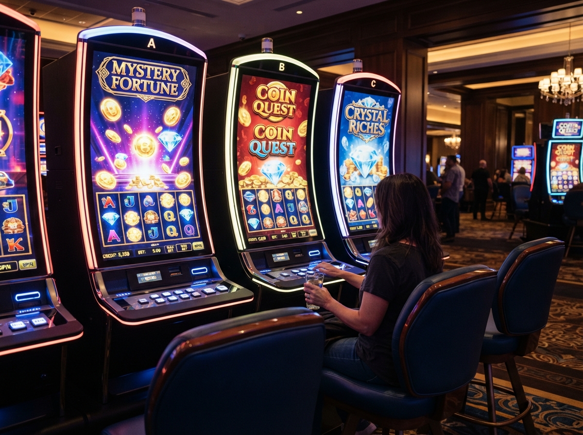 Modern video gaming machines in an entertainment hall